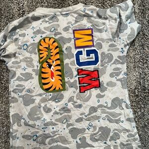 Bape Kids Short Sleeve Tee - Gray with Multicolor Accents